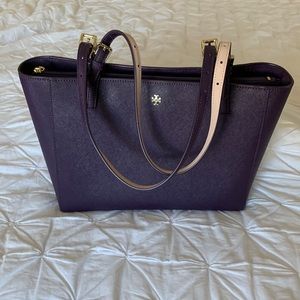 Nearly new Tory Burch York small buckle tote in purple iris